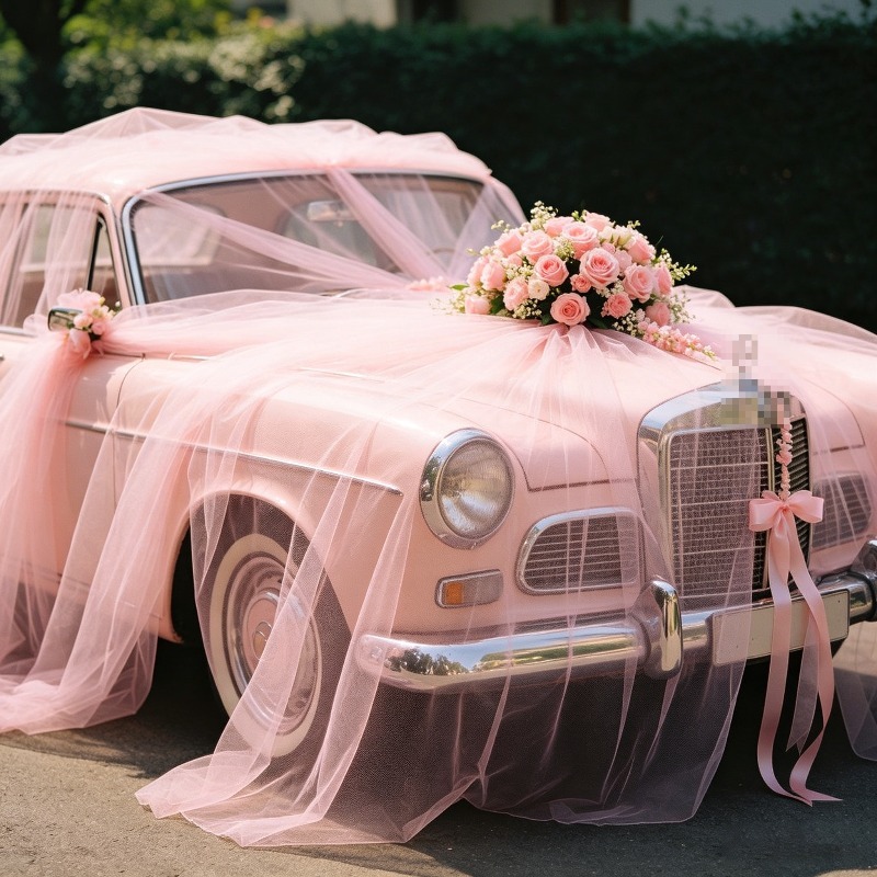 Wedding Balloon Arch - Hellrosa Transparenter Tüll-Deckenbehang Durchsichtiger Netzvorhang für