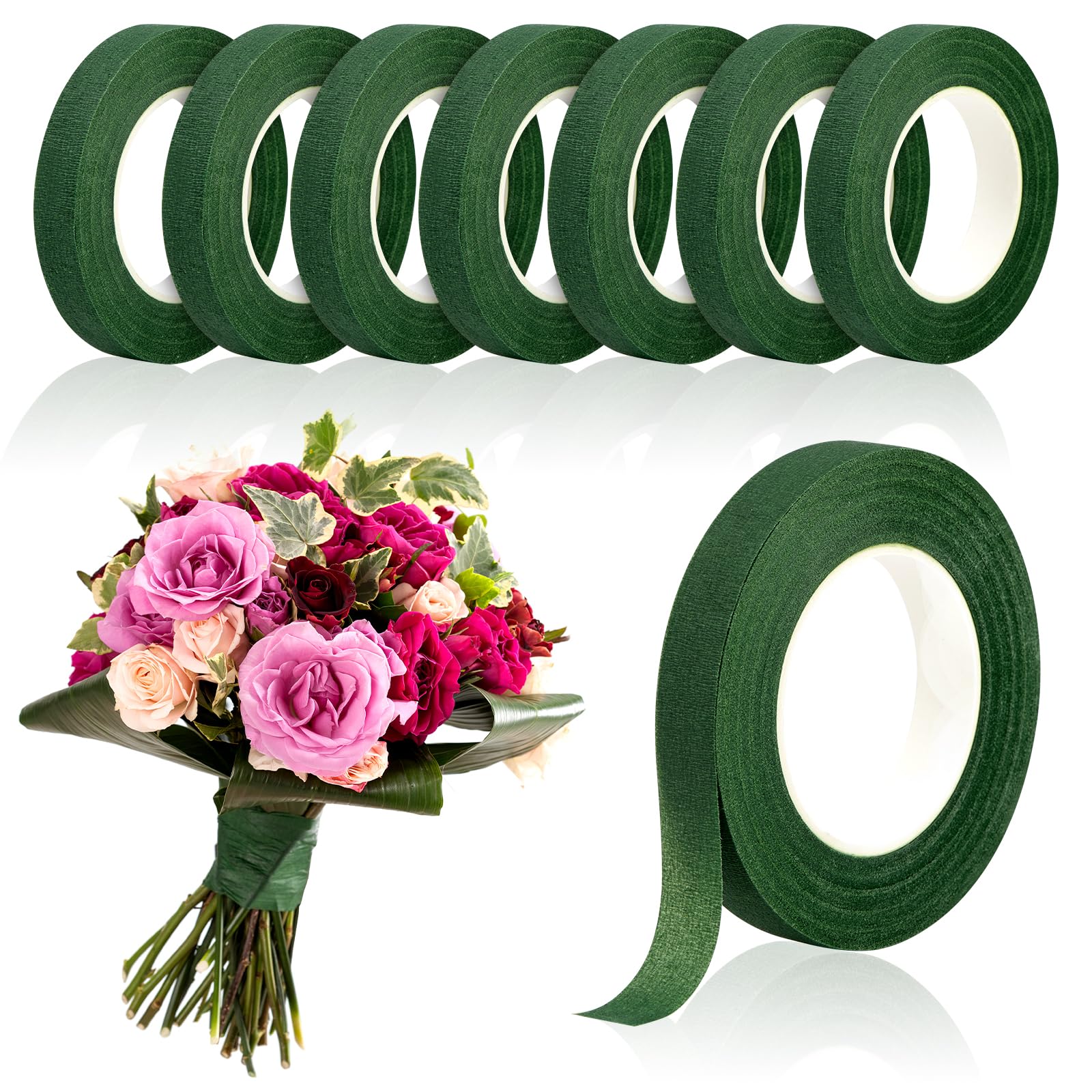 Wedding Floral Supply - 20 Yards grünes Blumenband, selbstklebendes Geschenkpapierband,