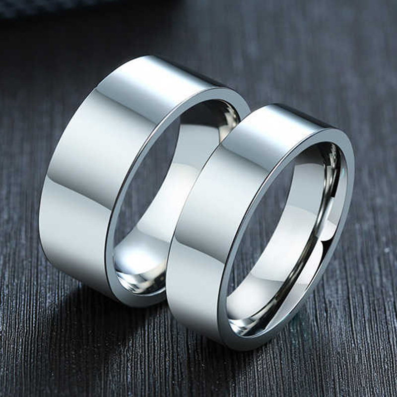 Wedding Zone - 3/4/6/8 mm breite Edelstahlringe, hochglanzpoliert, neuer