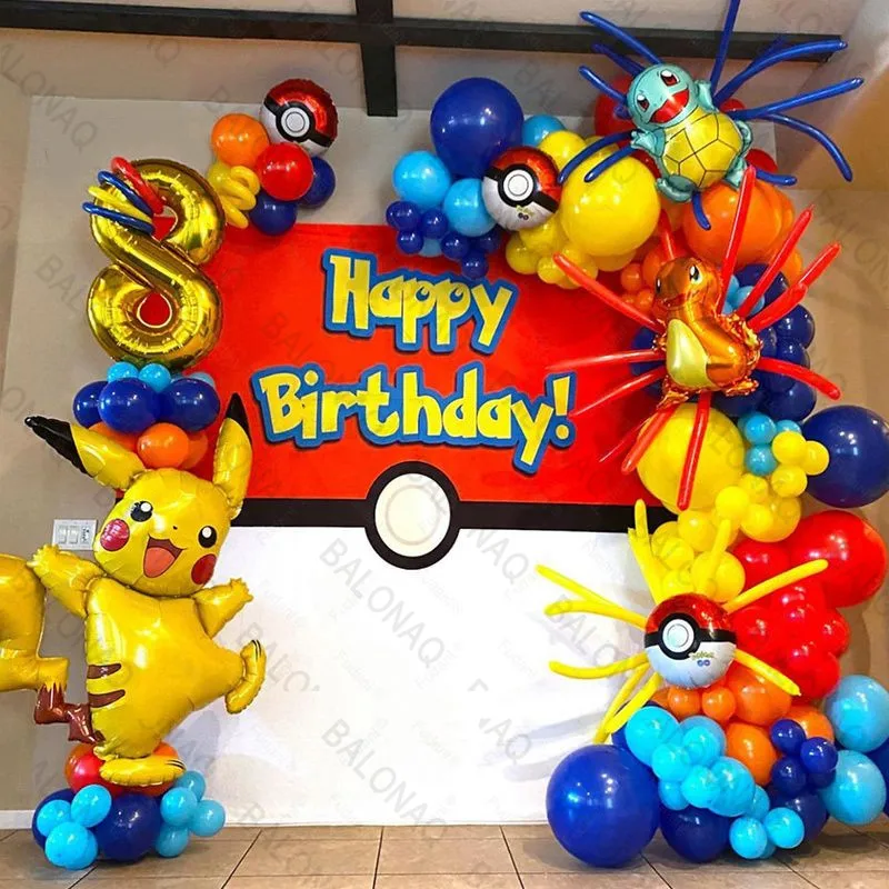 Wedding Supply Kit - 84-teiliges Pikachu-Party-Ballon-Girlanden-Set Pokemon-Themen Geburtstagsparty-Dekorationszubehör Pikachu Squirtle