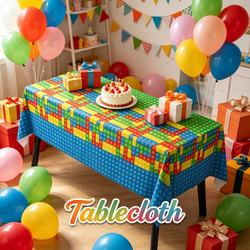 Wedding Supply Kit - Tischdecke im Baustein-Stil, stilvolle Cartoon-Figuren, Geburtstagsparty,