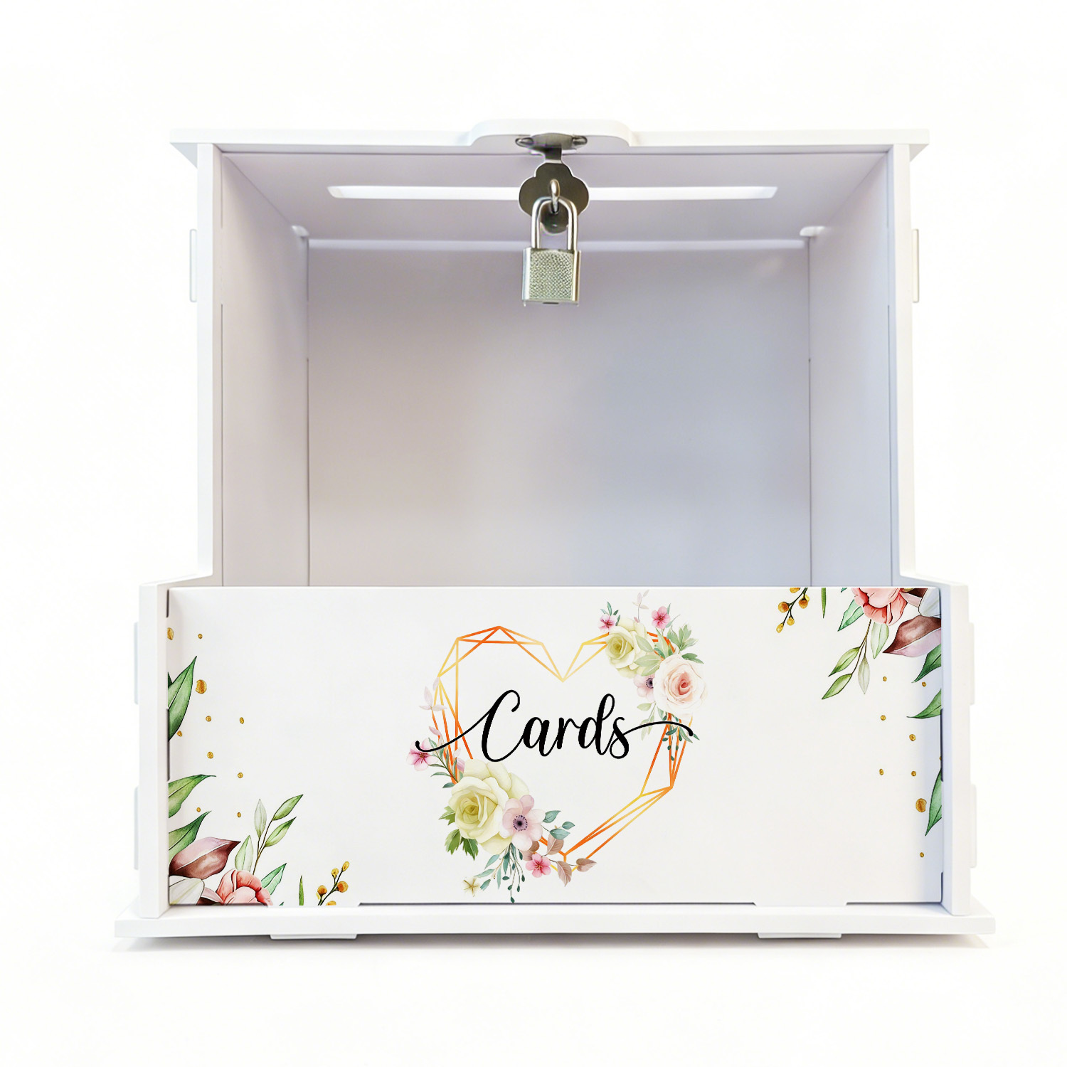 Wedding Favor Box - Weiße PVC-Hochzeitskartenboxen mit Blumendekor, Perfekt für
