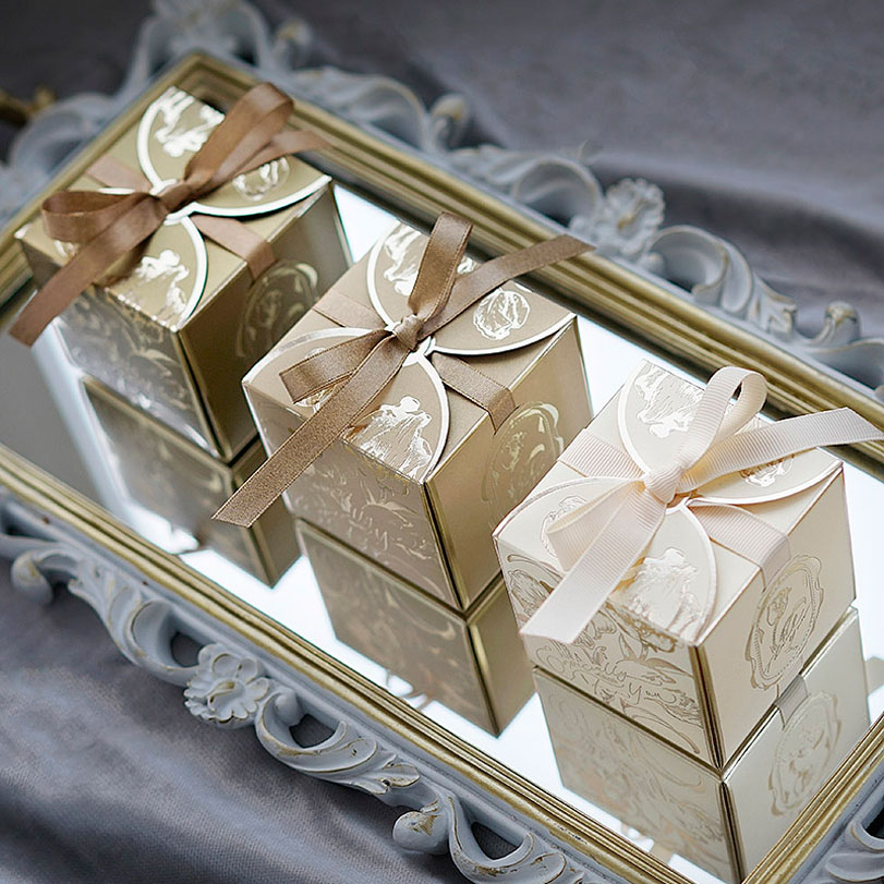 Wedding Favor Box - Quadratische Papier geschenk boxen mit Bändern,