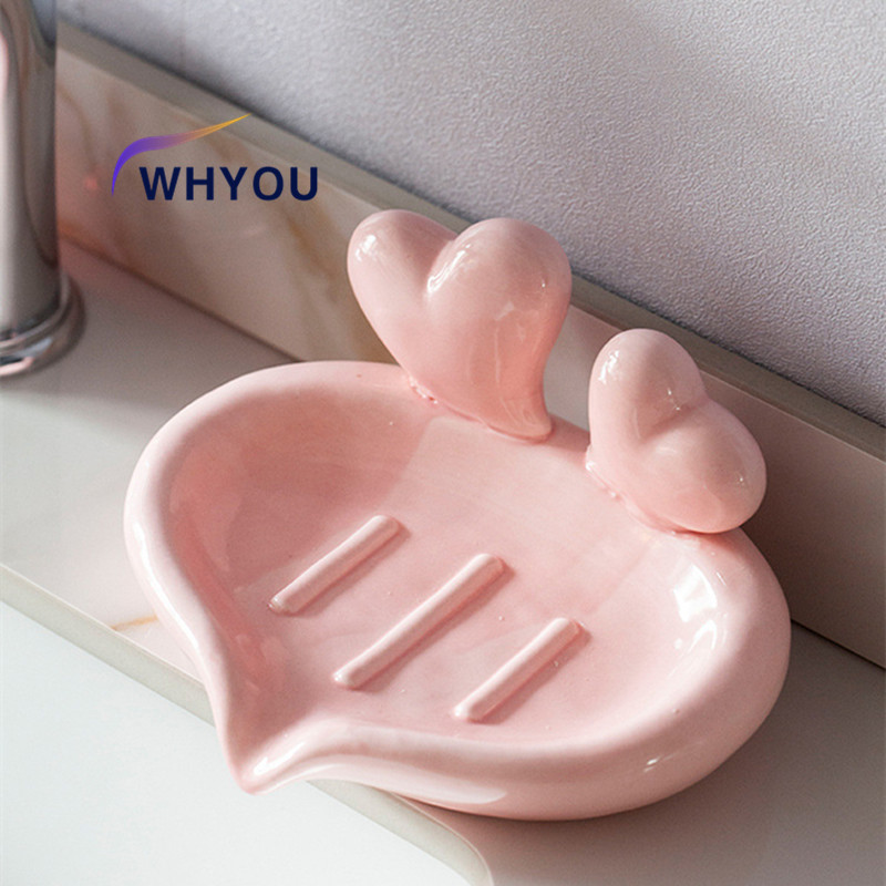 Wedding Bathroom Supply Kit - WHYOU-Kreative Seifenhalterbox aus Keramik, liebevolles Herz,