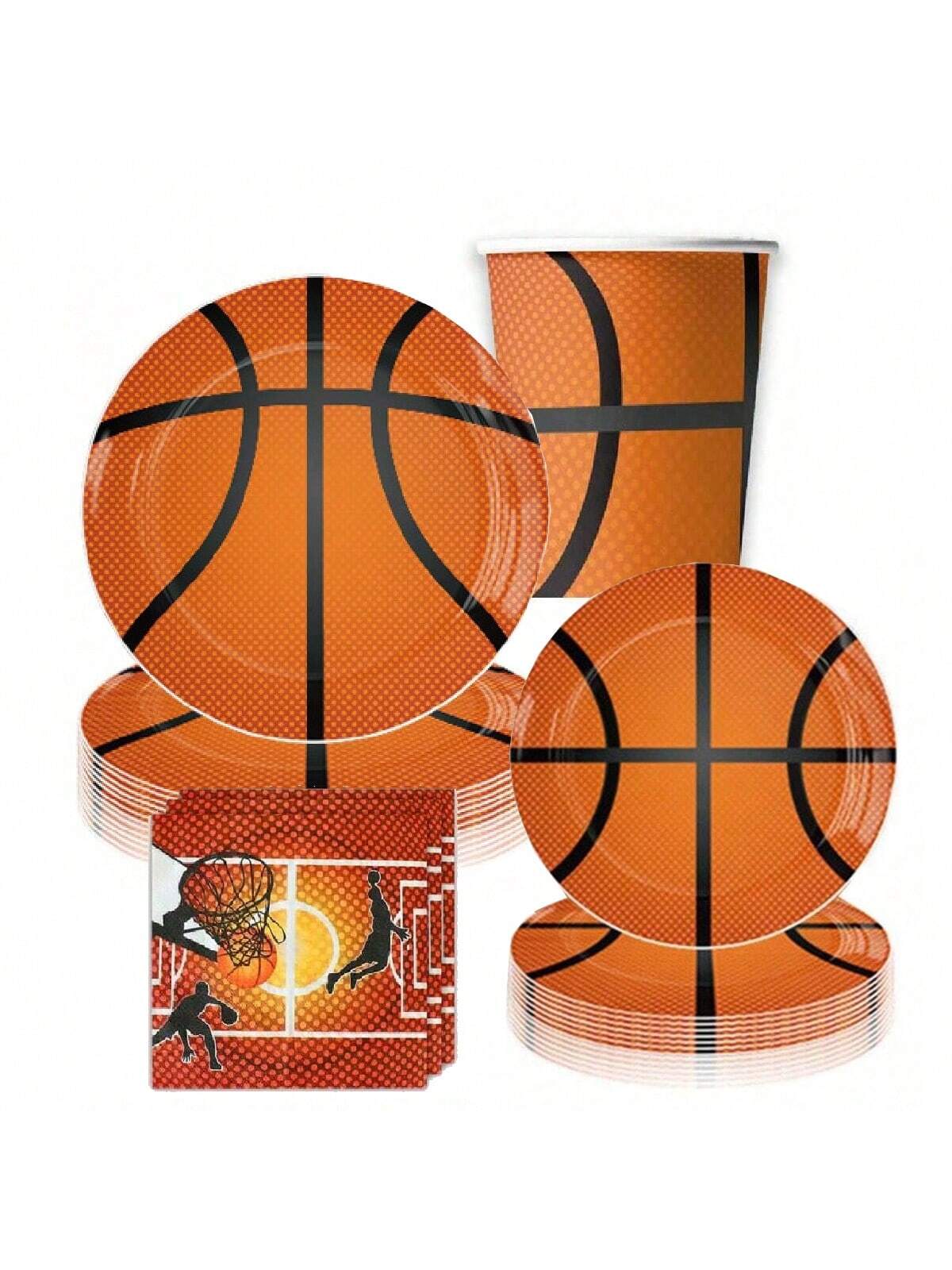 Wedding Z - Basketball-Themen-Partyzubehör, Basketball-Themen-Teller, Pappbecher und Servietten für