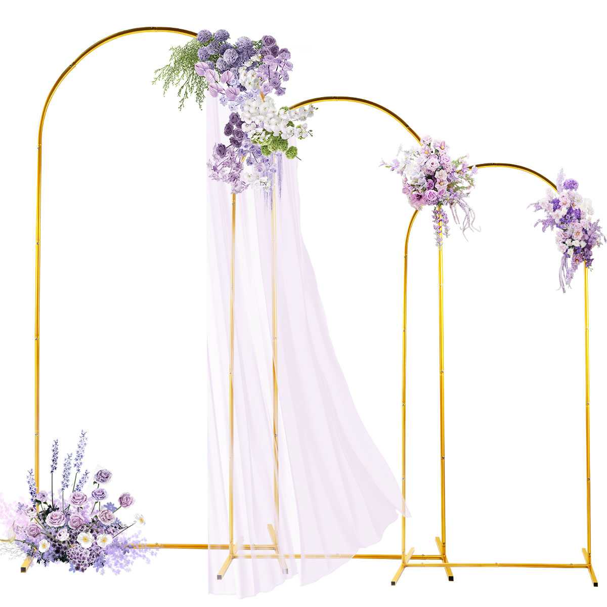 Wedding Balloon Arch - 3er-Pack goldene Metallbogen-Sets, verstellbarer und tragbarer