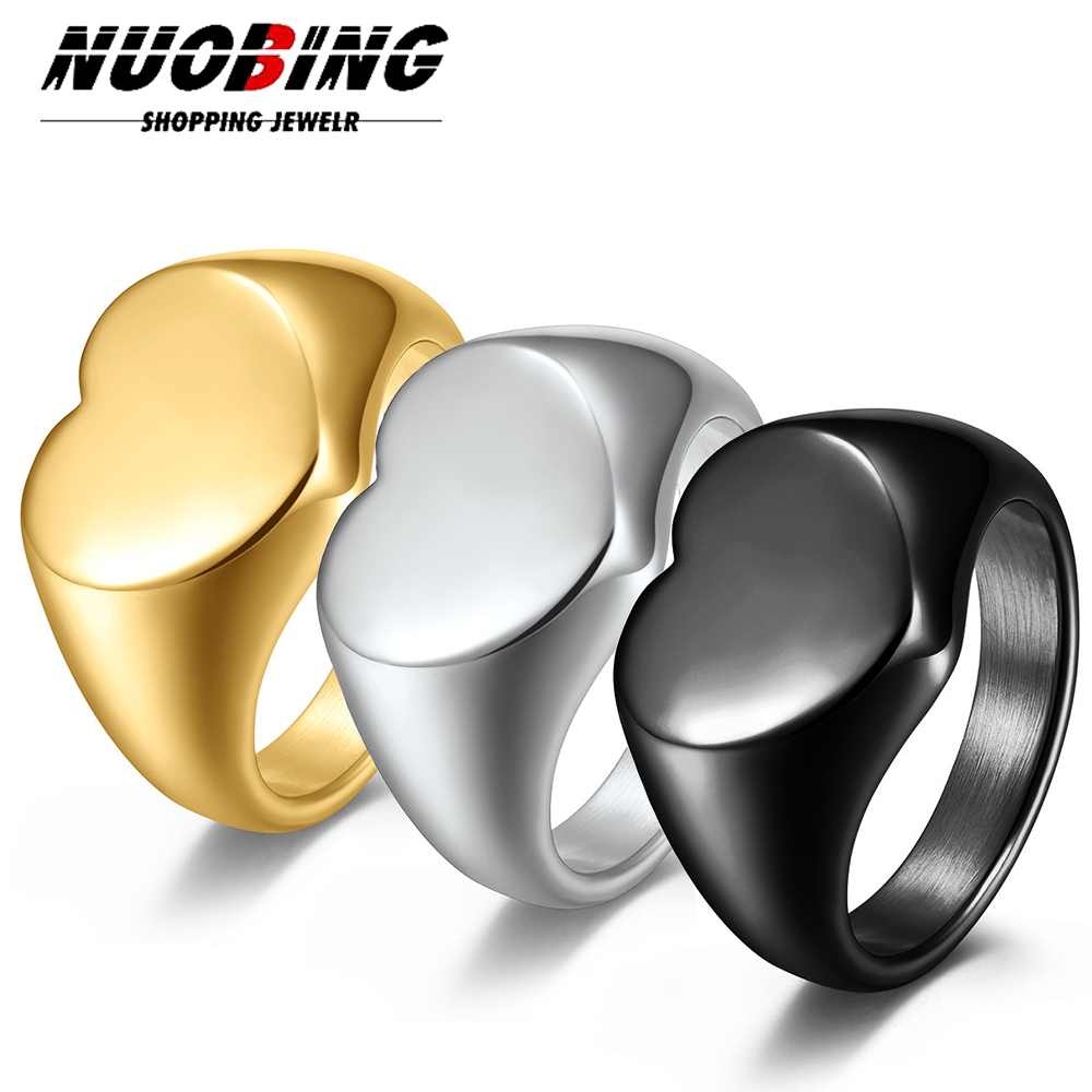 Wedding Zone - Maßgeschneiderter Damen-Siegelring, niedliches Herz, runde Ringe