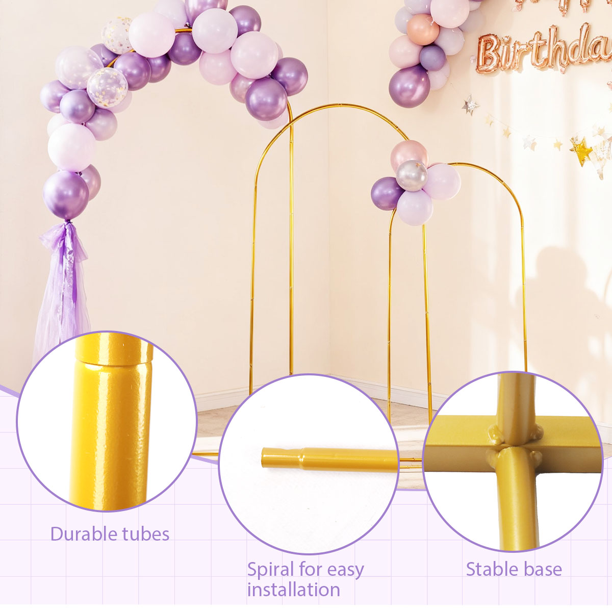 3er-Pack goldene Metallbogen-S – Wedding Balloon Arch Bewertung und Preis