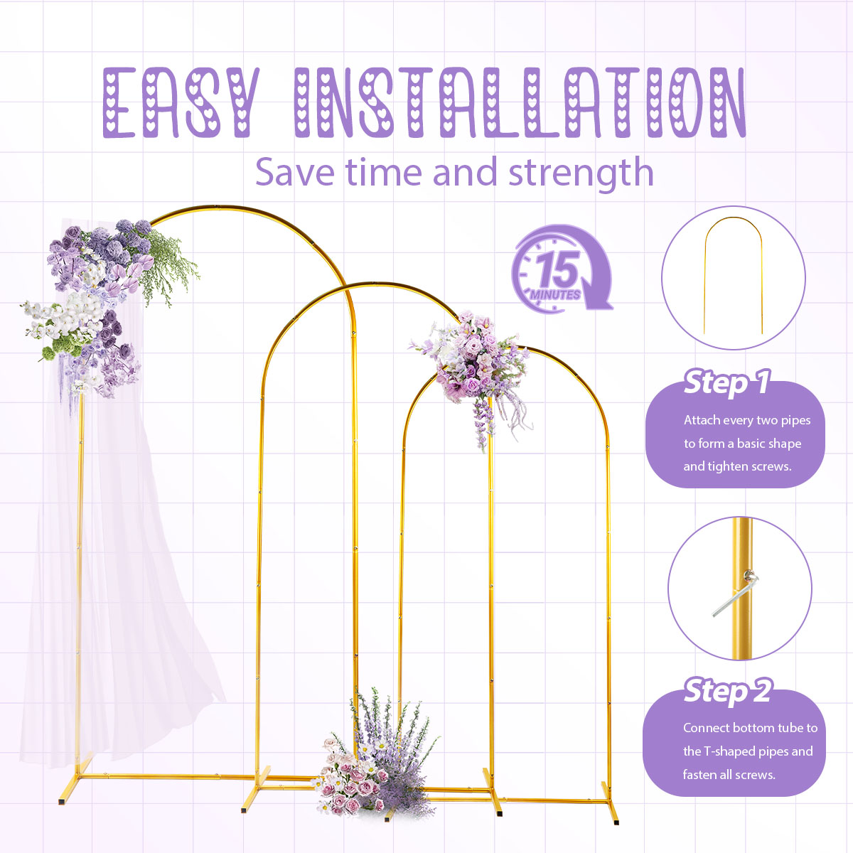 3er-Pack goldene Metallbogen-S – Wedding Balloon Arch Bewertung und Preis